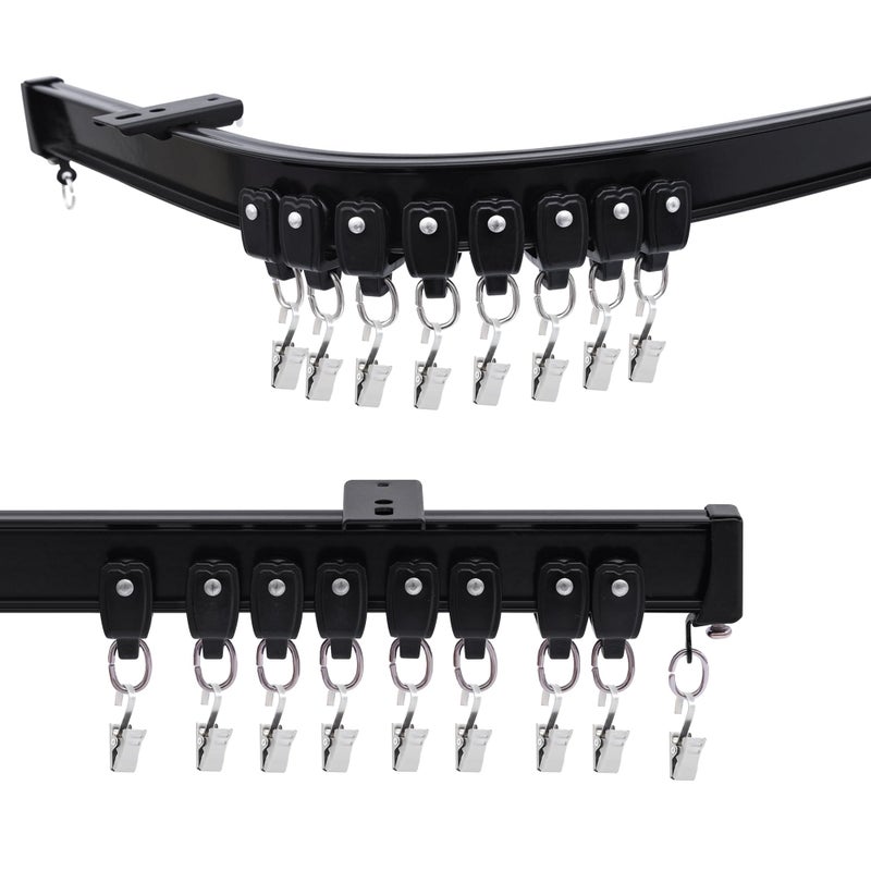 Cbsroro Flexible Ceiling Curtain Track, Bendable Room Divider Curtain Tracks with Clips for Ceiling Mount, Heavy Duty Curtains Rails for Wall Bedroom Hospital Shower Privacy RV, Aluminum, Black, 9 FT - Image 1