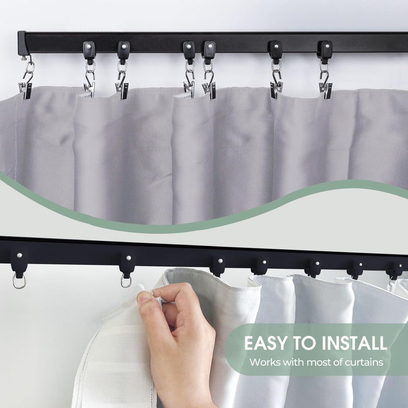 Cbsroro Flexible Ceiling Curtain Track, Bendable Room Divider Curtain Tracks with Clips for Ceiling Mount, Heavy Duty Curtains Rails for Wall Bedroom Hospital Shower Privacy RV, Aluminum, Black, 9 FT - Image 4