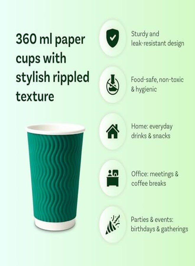 Careswipe Paper Coffee Cups 20 Pcs | Disposable Cups 360 ml Strong Grip Hot & Cold Beverage Ideal for Tea, Coffee & Drinks - Image 4