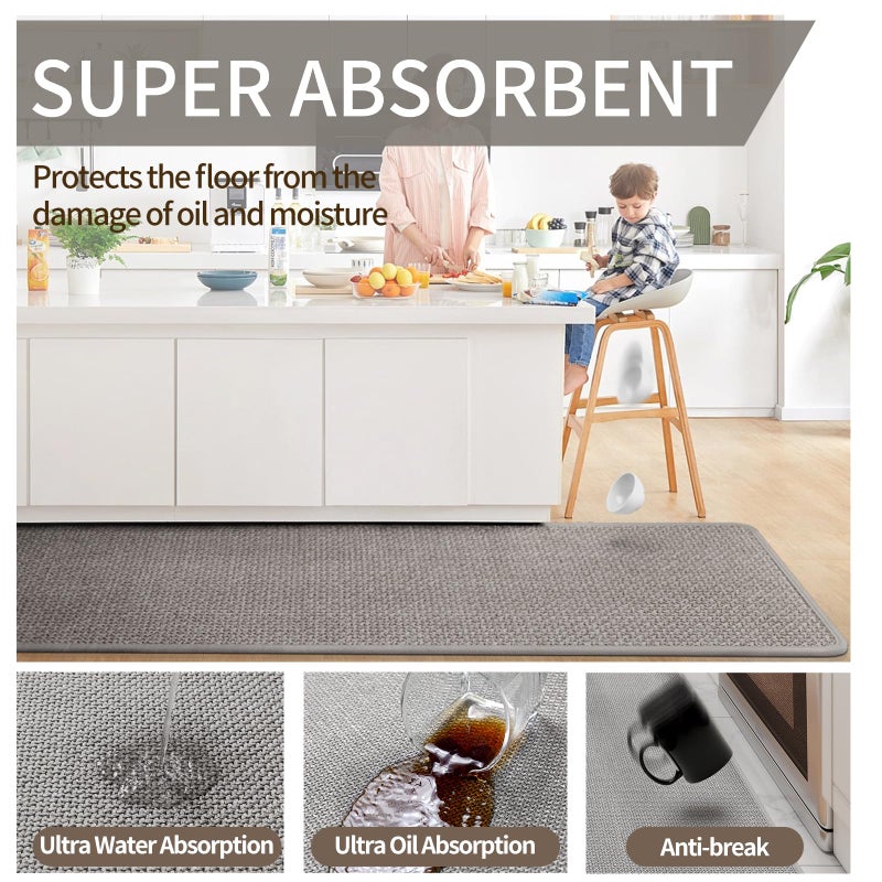 YDKGL Non Slip Kitchen Rugs, Oil and Water Absorbent Runner Rugs for Kitchen, Kitchen Mat in Front of Sink,17x47 Gray Kitchen Mat,Non-Slip and Durable Kitchen Mats for Floor - Image 4