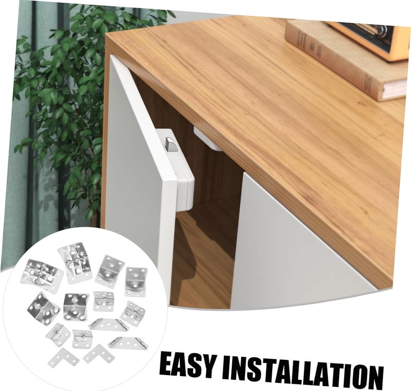 Vosarea 14Pcs Corner Brace Set Heavy Duty Brackets for Shelves Angle Bracket Kit for Furniture Cabinet Support Design for Various - Image 3