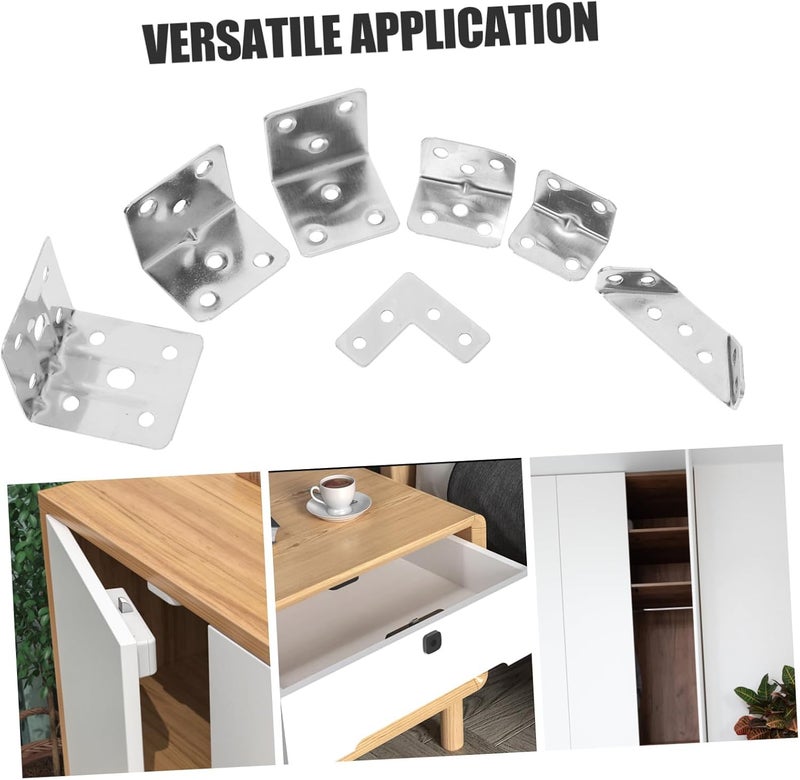 Vosarea 14Pcs Corner Brace Set Heavy Duty Brackets for Shelves Angle Bracket Kit for Furniture Cabinet Support Design for Various - Image 4
