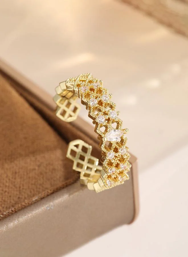 Gold Tone Embellished Spider Web Ring