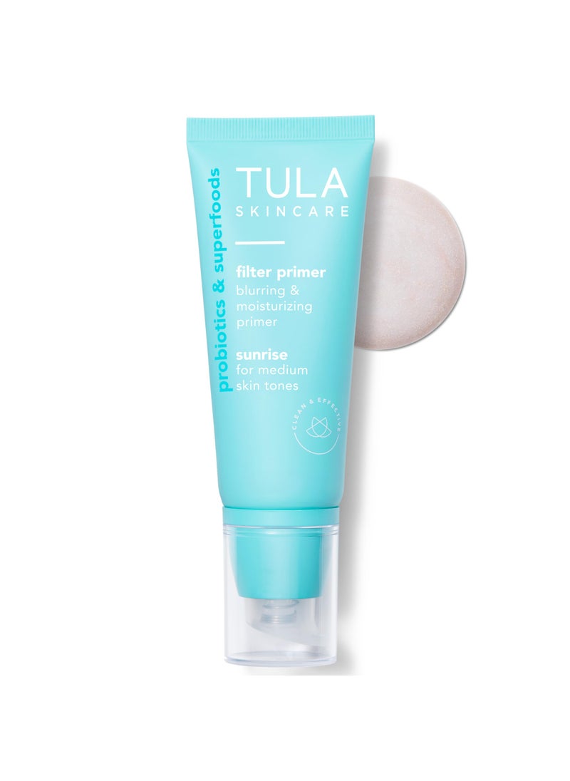 TULA TULA Skin Care Face Filter Blurring and Moisturizing Primer - Sunrise, Evens the Appearance of Skin Tone & Redness, Hydrates & Improves Makeup Wear, 1fl oz 