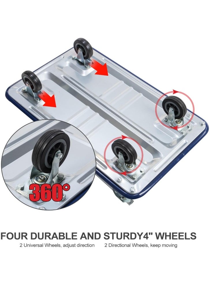 Tuffco Platform Trolley with 150kg Loading Capacity, Heavy-Duty Foldable Cart, Durable Steel Frame, Non-Slip Handle, 4 Smooth Swivel Wheels, Ideal for Warehouse, Office, and Home Use  - Image 3