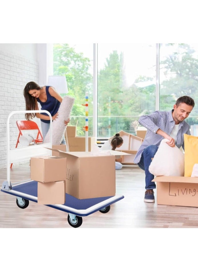 Tuffco Platform Trolley with 150kg Loading Capacity, Heavy-Duty Foldable Cart, Durable Steel Frame, Non-Slip Handle, 4 Smooth Swivel Wheels, Ideal for Warehouse, Office, and Home Use  - Image 4