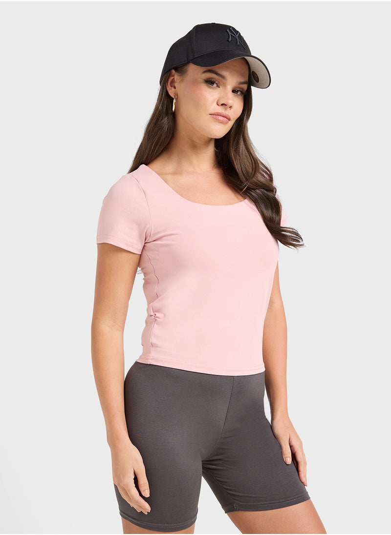 Ginger Basics Scoop Neck Seamless T-Shirt With Bra Top  - Image 1