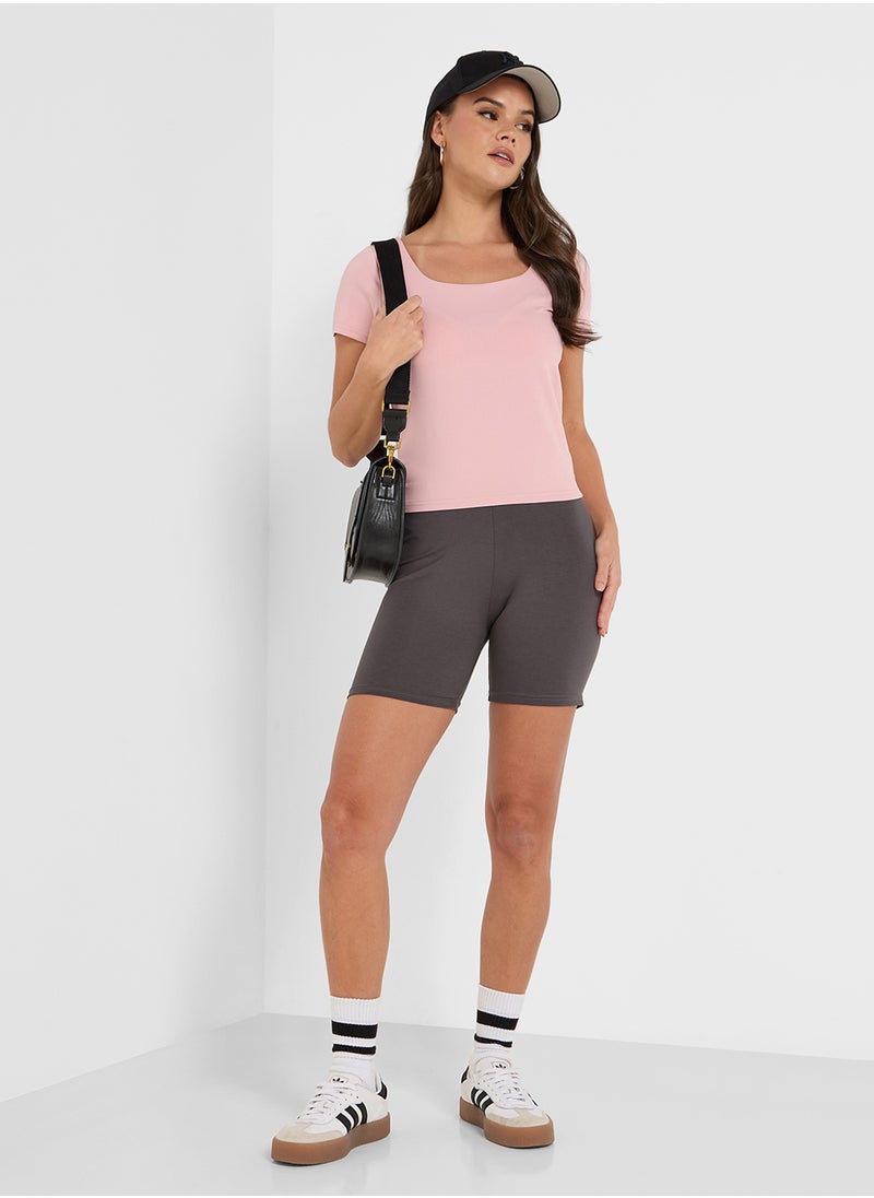 Ginger Basics Scoop Neck Seamless T-Shirt With Bra Top  - Image 4