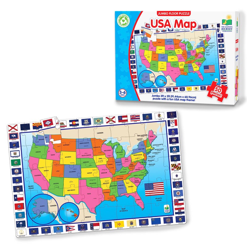 The Learning Journey: Jumbo Floor Puzzles - USA Map - Extra Large Puzzle Measures 3 ft by 2 ft - Image 1