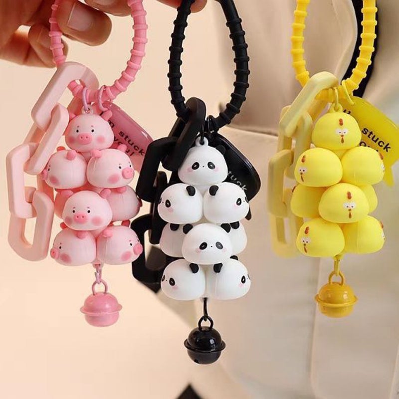 Stackable Pig Keychain - Silicone Cartoon Animal Pendant - Image 4