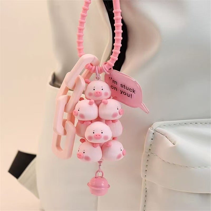 Stackable Pig Keychain - Silicone Cartoon Animal Pendant - Image 1