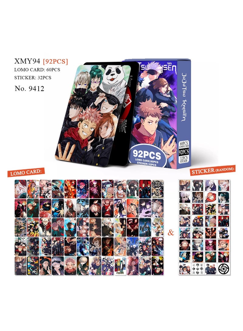 Generic 92 Pcs Anime Jujutsu Kaisen Lomo Cards and Stickers  - Image 1