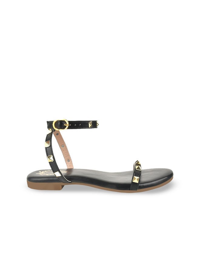Shoetopia شوتوبيا أحذية مسطحة مفتوحة من الأمام بكعب حلقي مع مشابك - Image 1