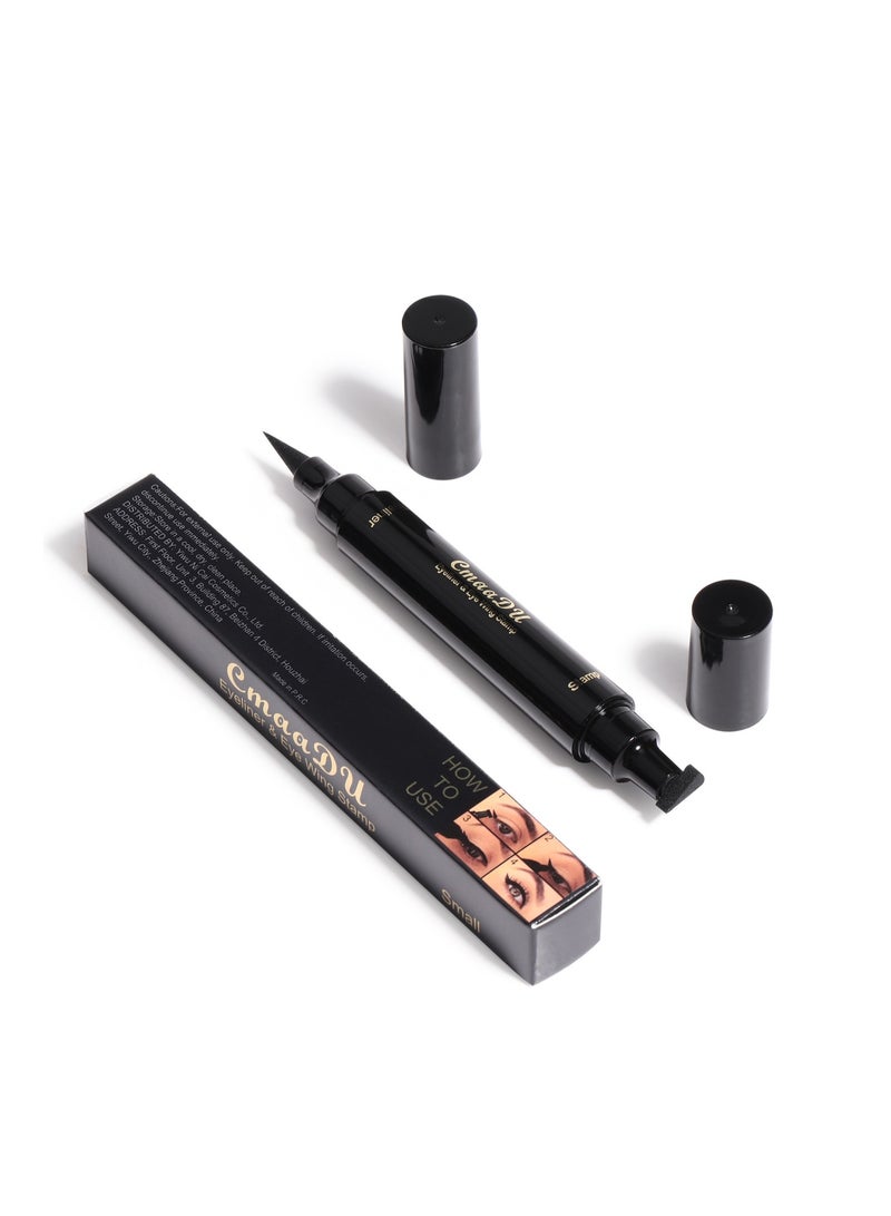 سمادو قلم تحديد عيون مجنح أسود مزدوج الجوانب، مقاوم للماء والتلطخ، يدوم طويلًا - Image 1