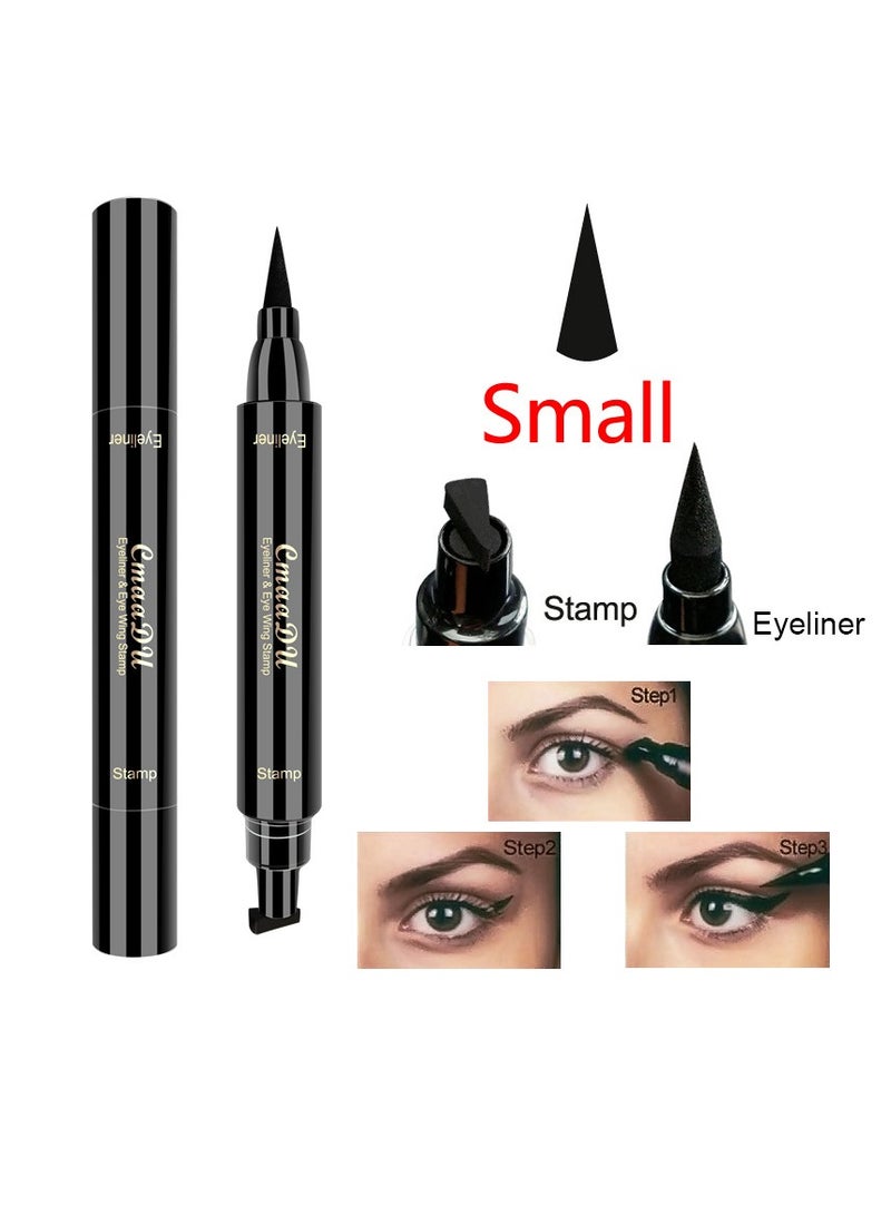 سمادو قلم تحديد عيون مجنح أسود مزدوج الجوانب، مقاوم للماء والتلطخ، يدوم طويلًا - Image 2