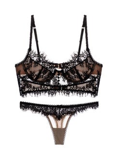 New Vine Jacquard Half Cup Lace Bra Small Chest Gathering Anti Drop Bra Set
