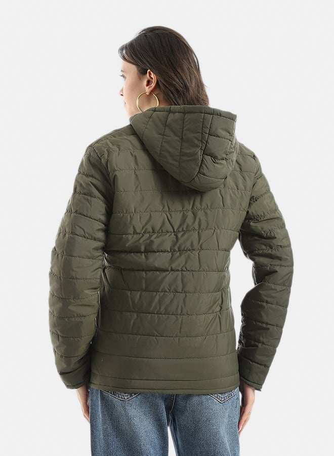 Andora Stylish zipper Closure Pump Plain Jacket _ Olive - Image 4