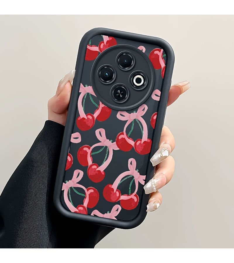 غطاء هاتف بتصميم شريط كرز جميل لهاتف Tecno Spark 30C، مصنوع من مادة TPU الناعمة، مقاوم للصدمات، وتغطية كاملة بألوان مدمجة. - Image 5