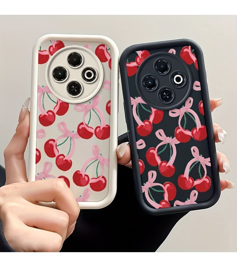 غطاء هاتف بتصميم شريط كرز جميل لهاتف Tecno Spark 30C، مصنوع من مادة TPU الناعمة، مقاوم للصدمات، وتغطية كاملة بألوان مدمجة. - Image 2