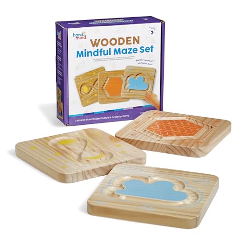 hand2mind Wooden Mindful Maze Set Tactile Sensory Toys for Toddlers Calm Down Corner Supplies Mindfulness for Kids Occupational Therapy Toys Quiet Fidgets for Classroom for Kids - Image 1