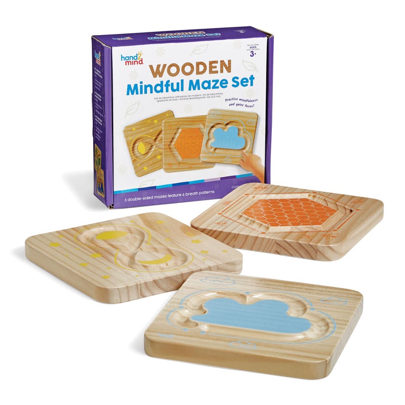 hand2mind Wooden Mindful Maze Set Tactile Sensory Toys for Toddlers Calm Down Corner Supplies Mindfulness for Kids Occupational Therapy Toys Quiet Fidgets for Classroom for Kids - Image 2