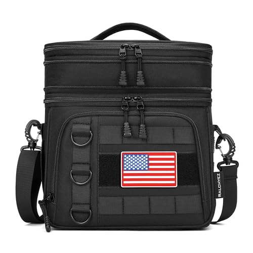RalChyez Tactical Lunch Box for Men, Large Insulated Lunch Bag Expandable Double Deck Cooler Leakproof Waterproof Lunch Pail for Adult Women Work Office Shifts Picnic Travel Black - Image 1