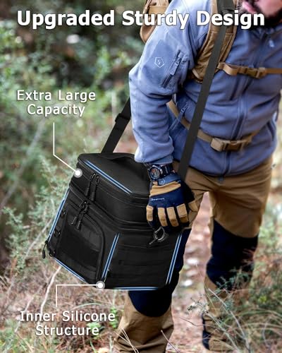RalChyez Tactical Lunch Box for Men, Large Insulated Lunch Bag Expandable Double Deck Cooler Leakproof Waterproof Lunch Pail for Adult Women Work Office Shifts Picnic Travel Black - Image 2
