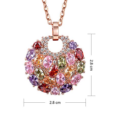 Merdia Created Crystal Colorized Cubic Zirconia Laminated Flower Pendant Silver Necklace for Women | Multi-Colored Long Locket Necklace | Jewelry With Extender - Image 5