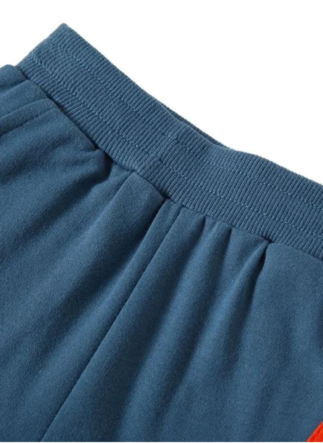 YUNIQEE Blue Regular Fit Mid Rise Striped Shorts
