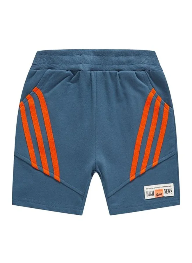 YUNIQEE Blue Regular Fit Mid Rise Striped Shorts