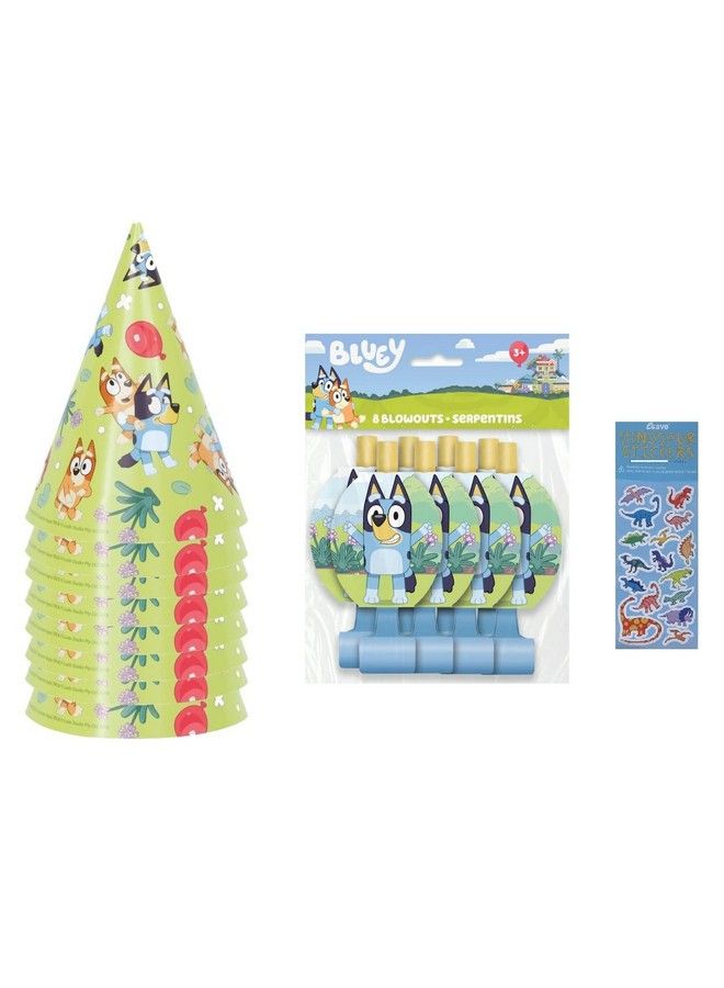 Unique Bluey Birthday Party Supplies Bundle Includes 8 Party Hats And 8 Party Blowouts - Image 2
