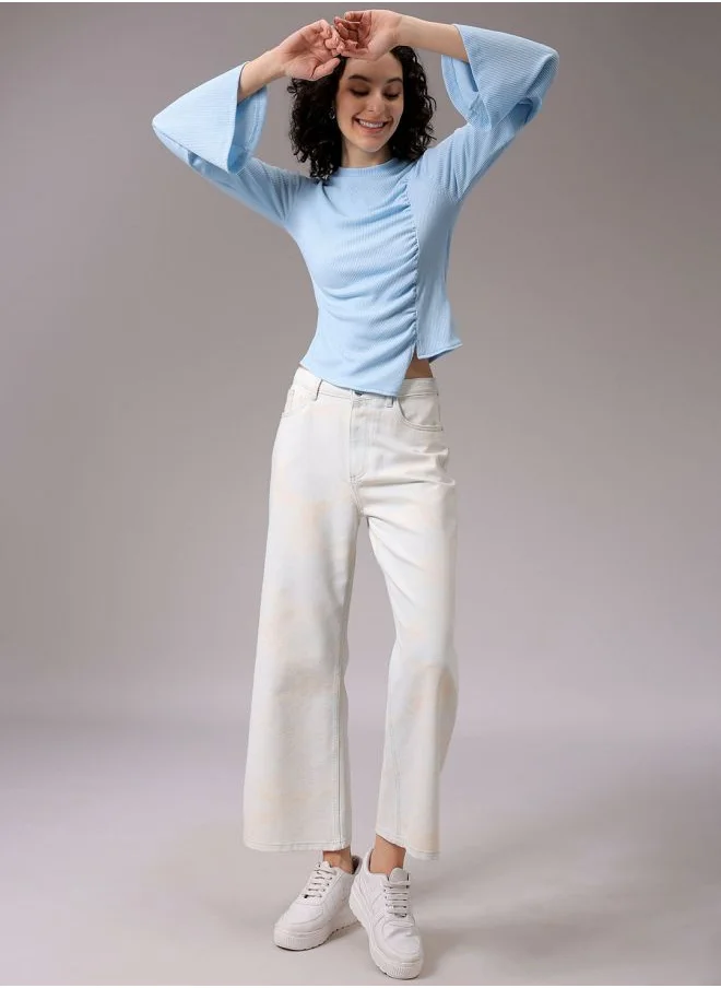 Freehand Women Fitted Casual Solid Gathered Top