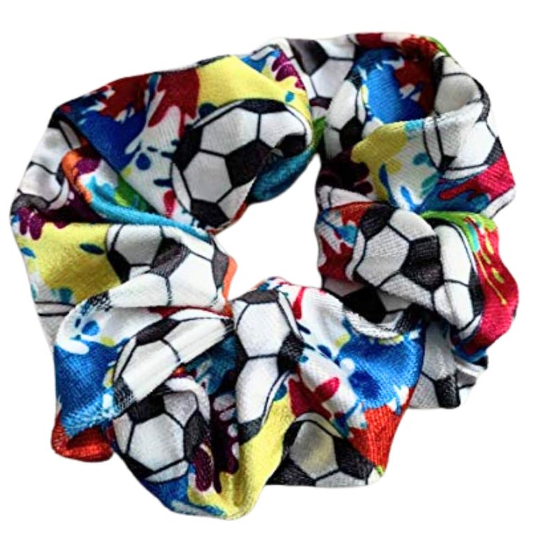 Soccer Scrunchie  Premium Velvet Hair Elastics Gift No Crease Hair Accessories Soccer Gifts for Girls Teens Players Teams