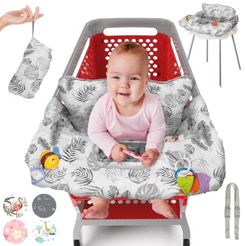 PILLANI Shopping Cart Cover for Baby, High Chair Cover for Restaurant Seat - Grocery Cart Cover for Baby Girl and Boy, Comfortable Cotton Buggy Covers for Babies - Padded Toddler Shopping Cart Cover - Image 1