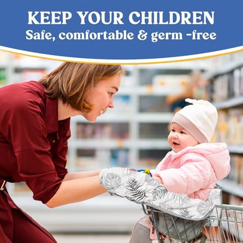 PILLANI Shopping Cart Cover for Baby, High Chair Cover for Restaurant Seat - Grocery Cart Cover for Baby Girl and Boy, Comfortable Cotton Buggy Covers for Babies - Padded Toddler Shopping Cart Cover - Image 2