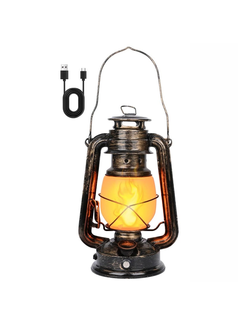 SYOSI فانوس قديم بتقنية LED مع تأثير اللهب المتلألئ، فانوس معاد شحنه عبر USB مع مفتاح لمسي، تصميم عتيق للاستخدام في الحدائق الخارجية، التخييم، الفناء، الشرفة، وديكور المنزل الداخلي - Image 1