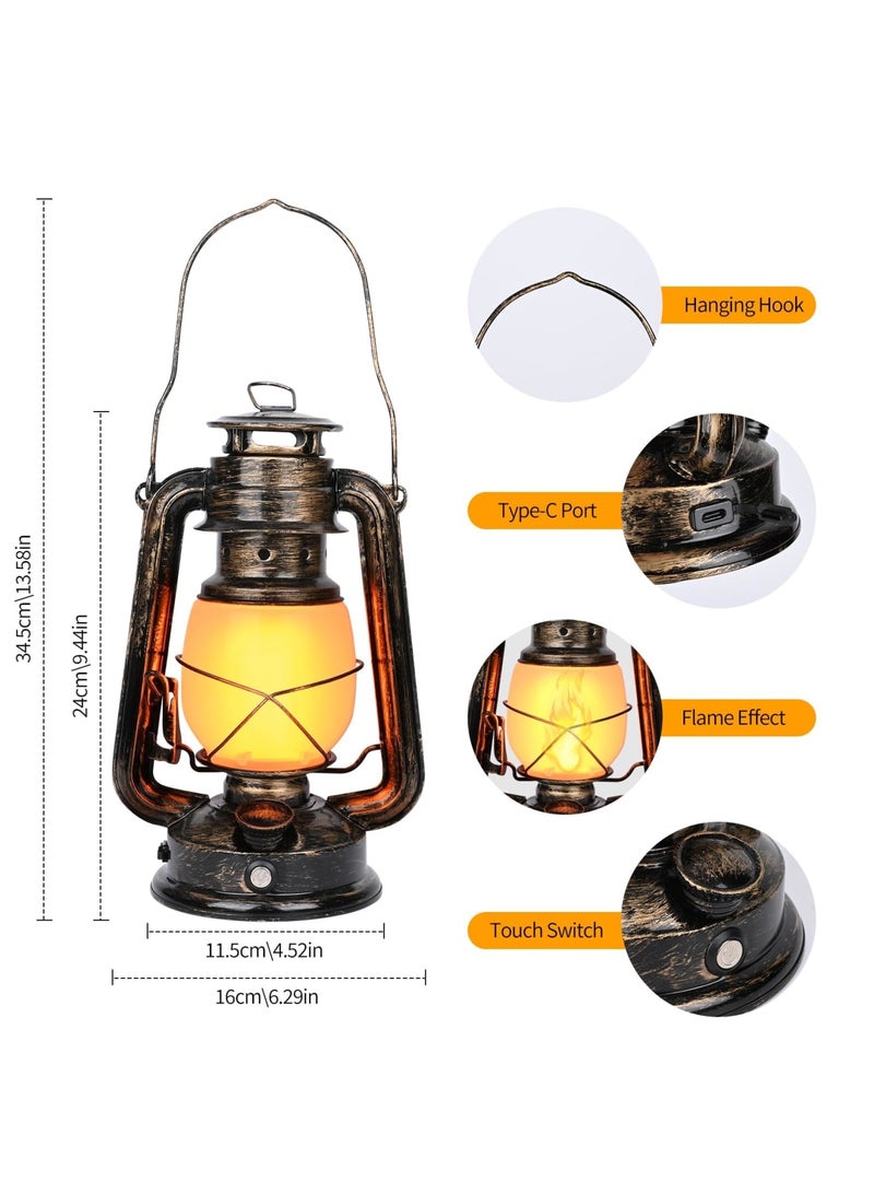 SYOSI فانوس قديم بتقنية LED مع تأثير اللهب المتلألئ، فانوس معاد شحنه عبر USB مع مفتاح لمسي، تصميم عتيق للاستخدام في الحدائق الخارجية، التخييم، الفناء، الشرفة، وديكور المنزل الداخلي - Image 3