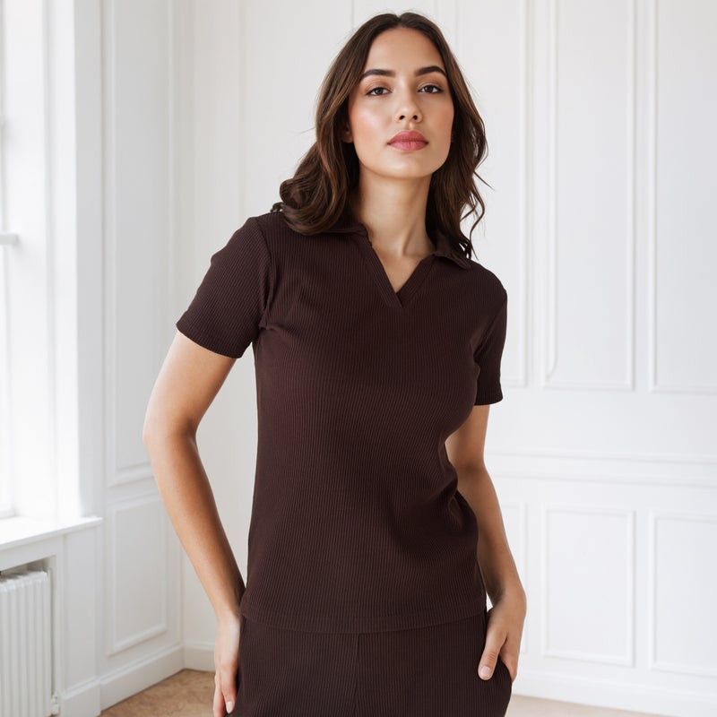 سبلاش فيڤ تيشيرت بولو بياقة مضلعة - Image 1