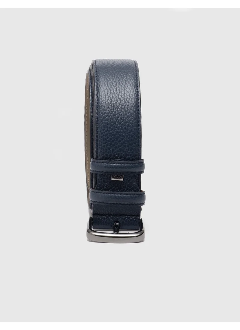 كاباني Leather Navy Blue Men's Classic Belt