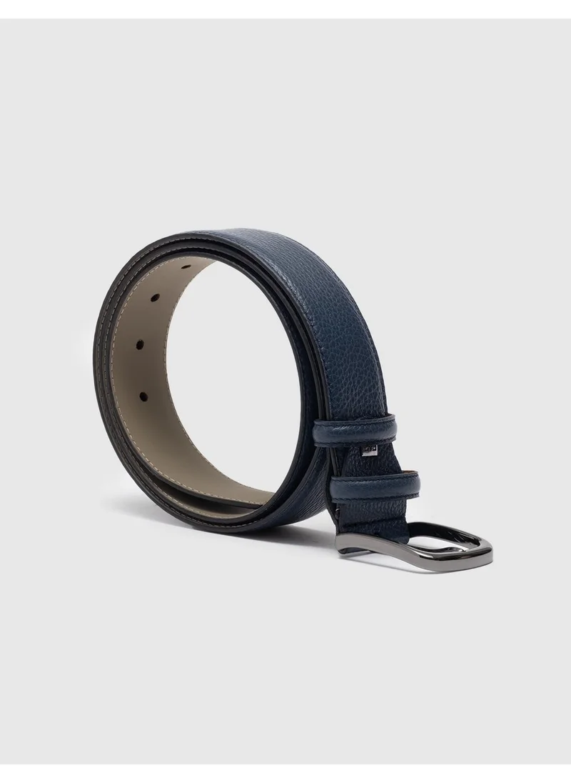 كاباني Leather Navy Blue Men's Classic Belt