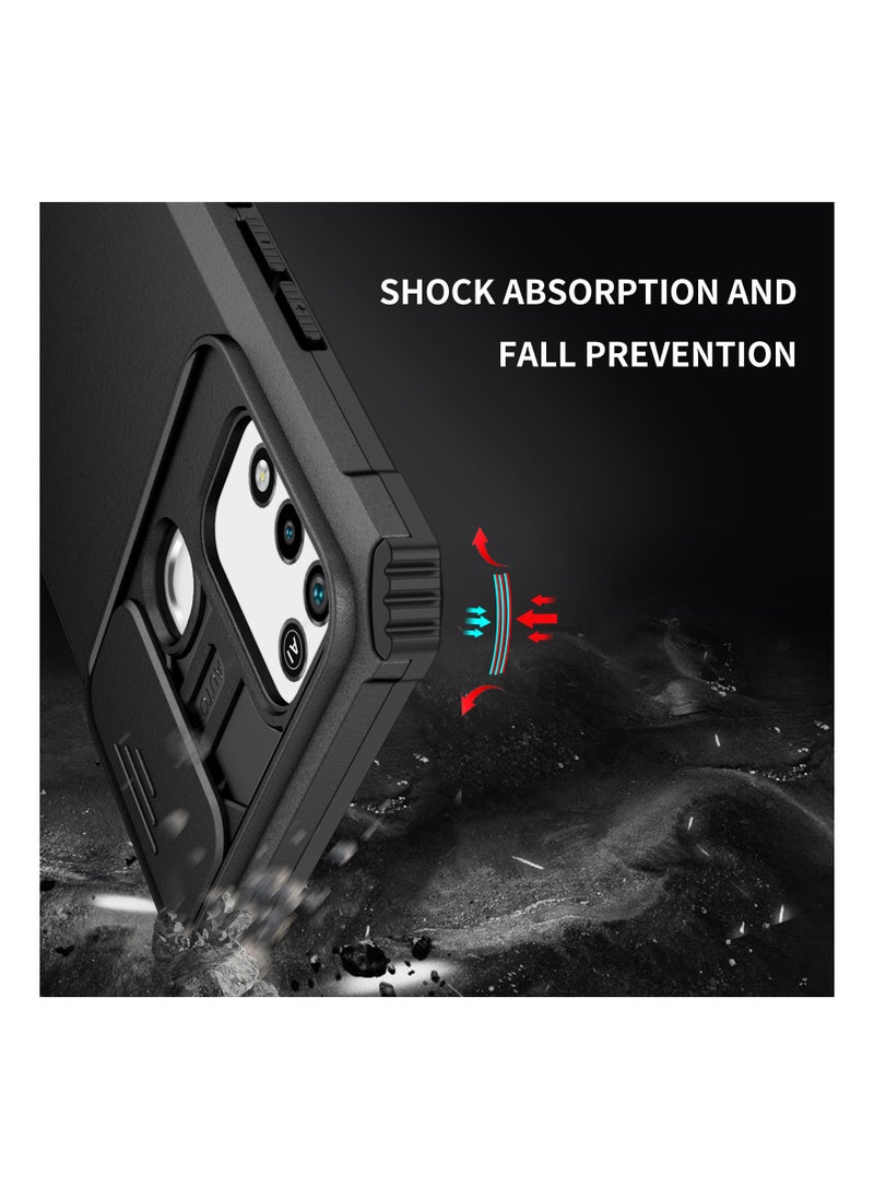 Generic - Infinix Hot 9 Play / Hot 10 Play / Hot 11 Play Black Mobile Phone Case Cover, Innovative Telescopic Bracket, Sliding Protection Camera Window, Bumper Shockproof Phone Back Cover - Image 1