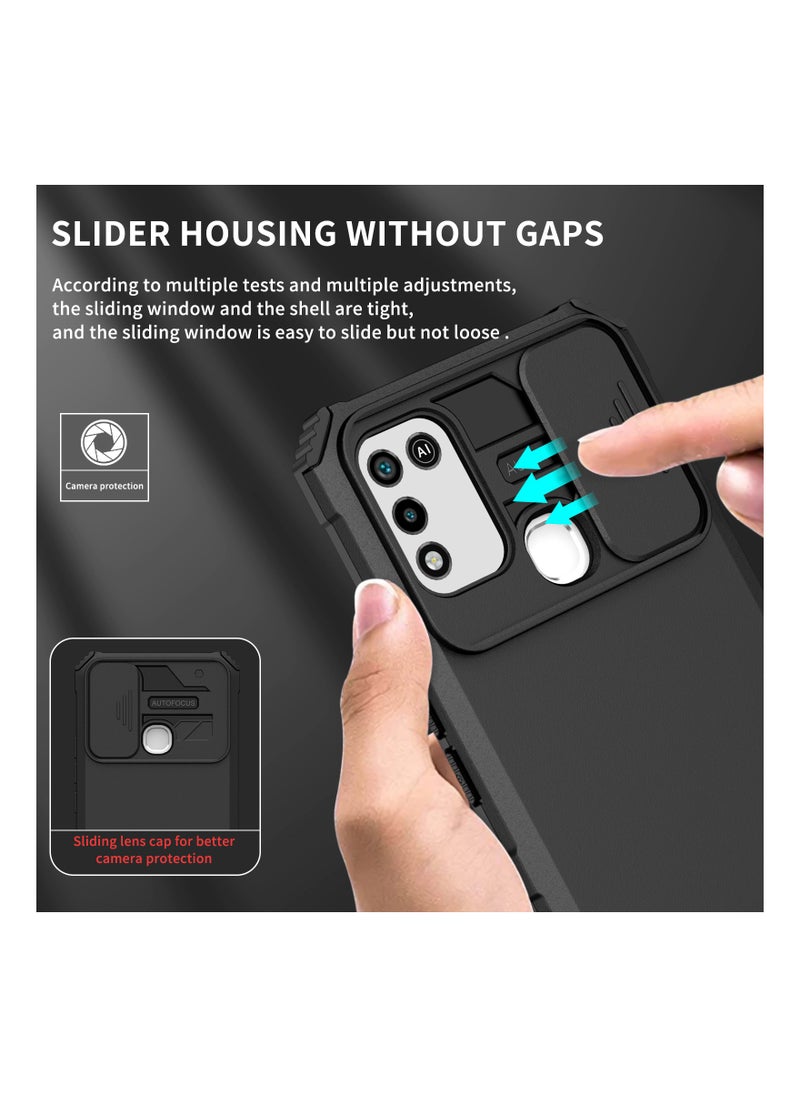 Generic - Infinix Hot 9 Play / Hot 10 Play / Hot 11 Play Black Mobile Phone Case Cover, Innovative Telescopic Bracket, Sliding Protection Camera Window, Bumper Shockproof Phone Back Cover - Image 1