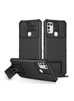Generic Infinix Hot 9 Play / Hot 10 Play / Hot 11 Play Black Mobile Phone Case Cover, Innovative Telescopic Bracket, Sliding Protection Camera Window, Bumper Shockproof Phone Back Cover  - Image 1
