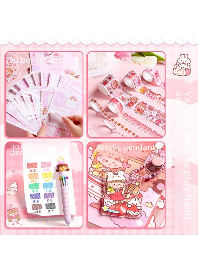 Kaba Bear Girls' Beginner's Notebook Loose-leaf Sticker Suit Cute Children's Notebook Handmade Tool Material Set - Image 4