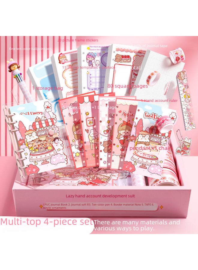 Kaba Bear Girls' Beginner's Notebook Loose-leaf Sticker Suit Cute Children's Notebook Handmade Tool Material Set - Image 2
