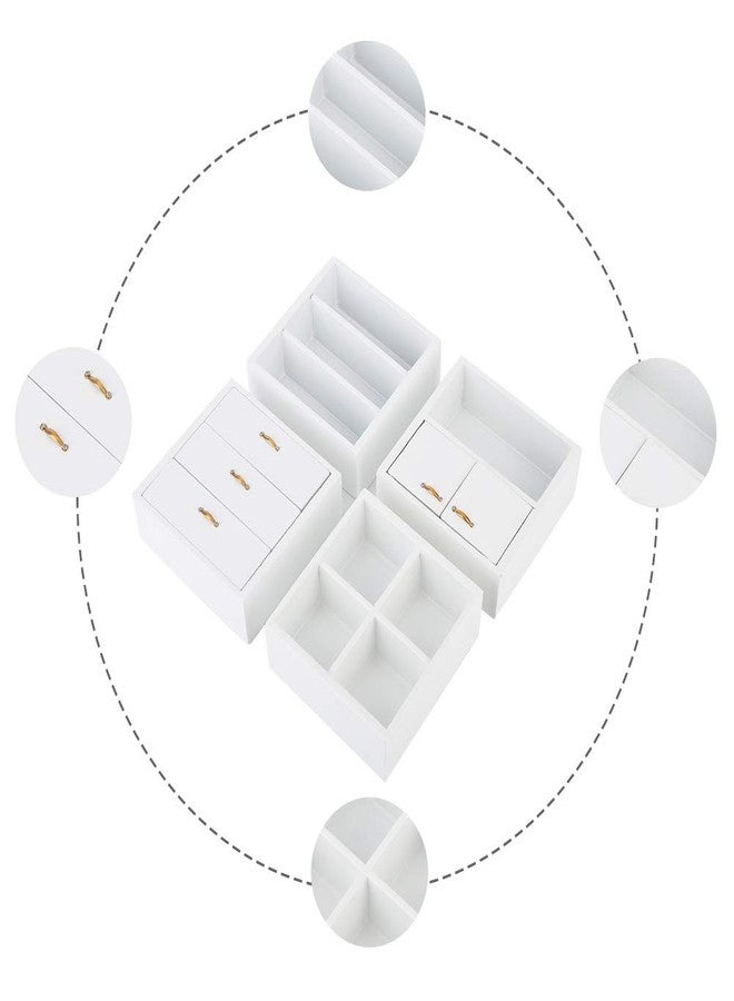 Qinlorgo Dollhouse Cabinet Furniture, 4pcs 1:12 Cabinet Unit Doll House Furniture, DIY Wooden Dollhouse Furniture Set, for Putting Greenery, Enamel, Book, Musical Instrument(White) - Image 4