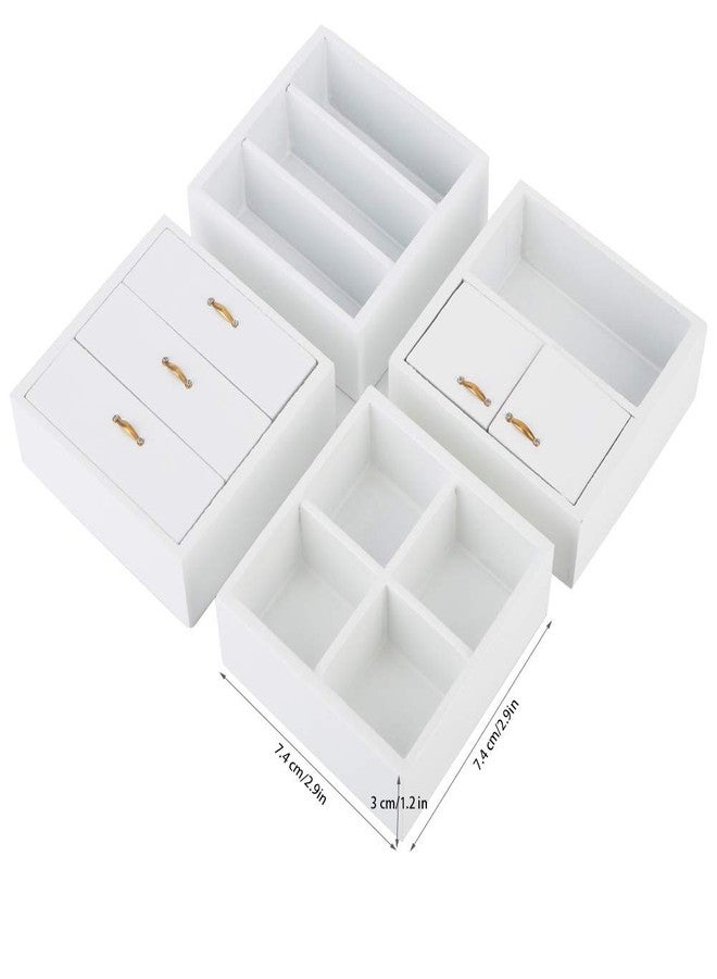 Qinlorgo Dollhouse Cabinet Furniture, 4pcs 1:12 Cabinet Unit Doll House Furniture, DIY Wooden Dollhouse Furniture Set, for Putting Greenery, Enamel, Book, Musical Instrument(White) - Image 5