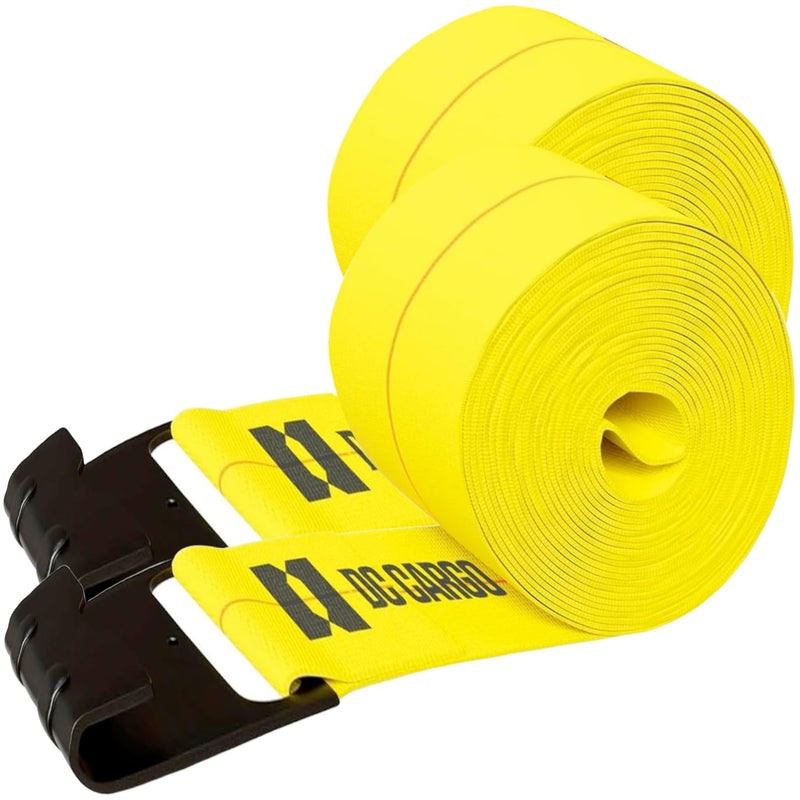 DC Cargo Mall Truck Straps, 4 inch X 30' Straps for Flatbed Trailer Heavy Duty Tie-Downs w/Flat Hooks (2-Pack) 16,500 lbs Break Strength, WLL# 5,500 lbs - Image 1