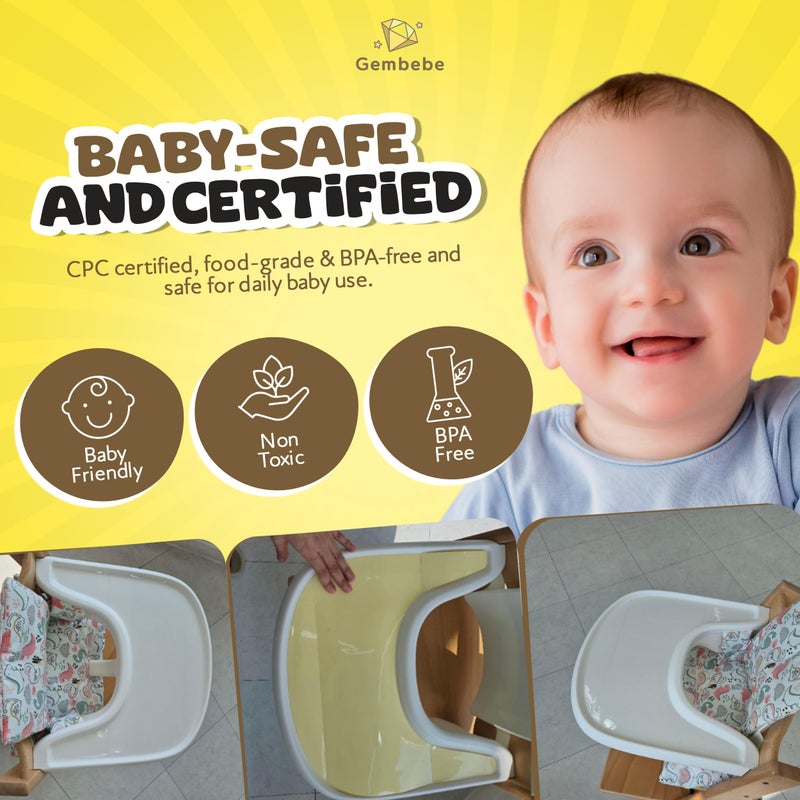 Gembebe Suction Solver Sticker Compatible with Stokke Tripp Trapp Tray Safe Adehisve Placemat Improves Suction Keeps Suction Bowls and Toys Baby High Chair Placemat (3pc, Tray Shape) - Image 4
