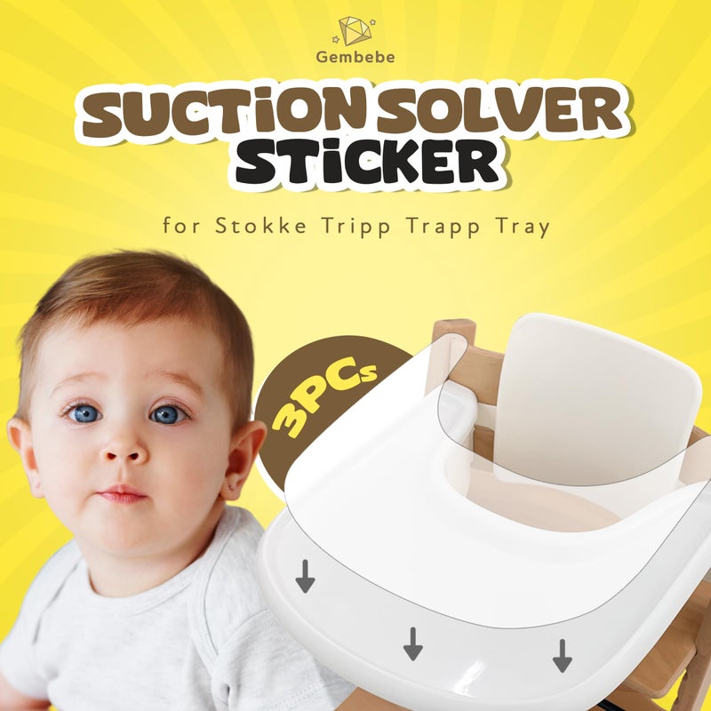 Gembebe Suction Solver Sticker Compatible with Stokke Tripp Trapp Tray Safe Adehisve Placemat Improves Suction Keeps Suction Bowls and Toys Baby High Chair Placemat (3pc, Tray Shape) - Image 2